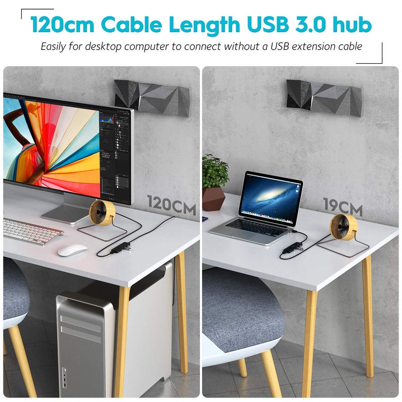 Aceele USB Hub 3.0 Splitter with 4ft Extension Long Cable Cord, 4-Port Ultra-Slim Multiport Expander for Desktop Computer PC, Laptop, Chromebook, Mac mini, iMac, PS4, Flash Drive Data and More - Image 4